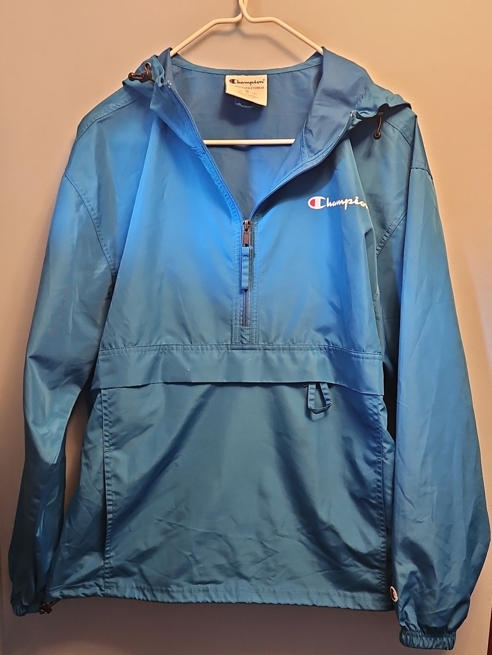 Champion Teal Blue Half-Zip Hooded Pullover